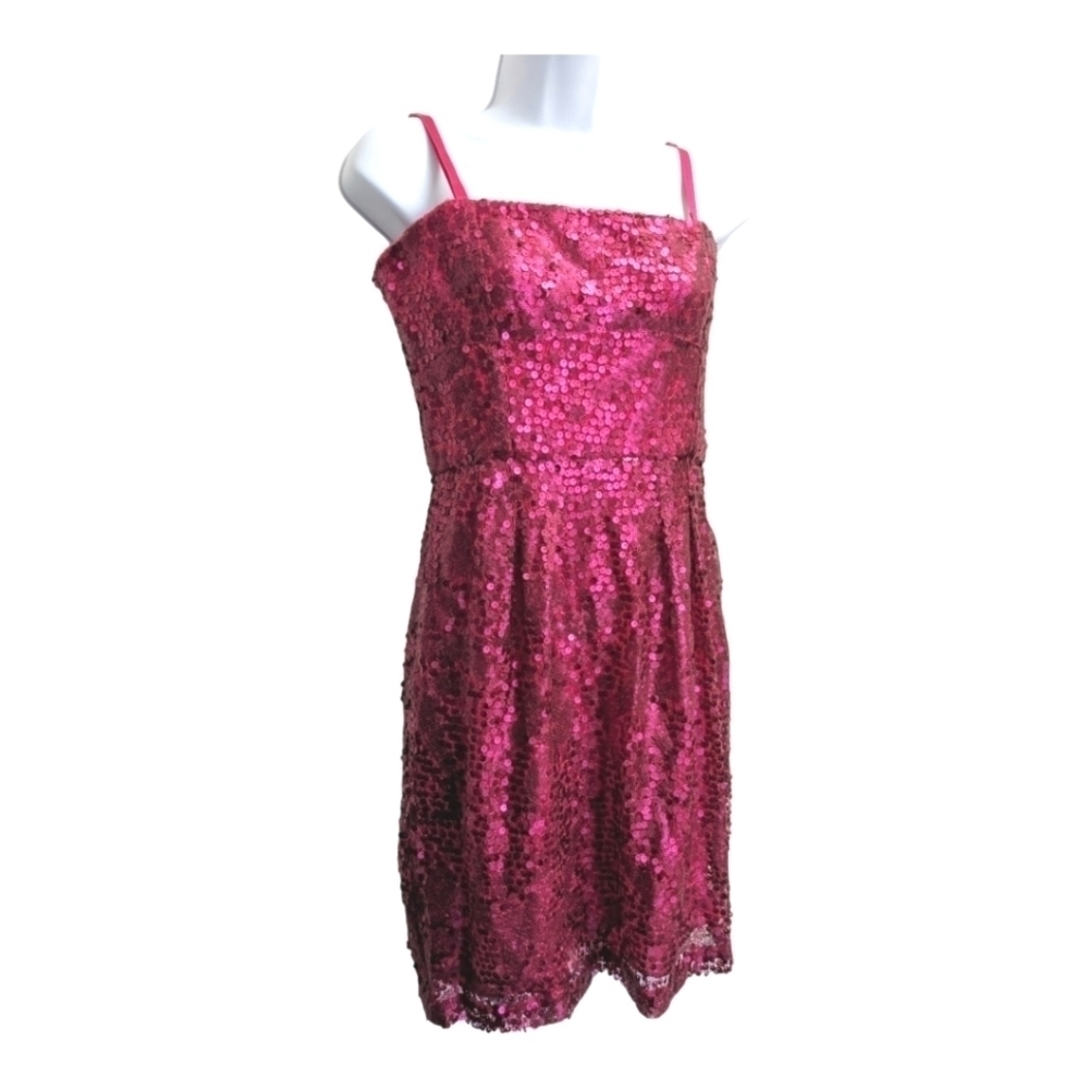 BCBG Maxazria pink sequin cocktail Mini dress Sz 8